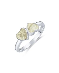 LifeStone™ Ladies Forever Together Hearts Cremation Ashes Ring-Natural-Sterling Silver