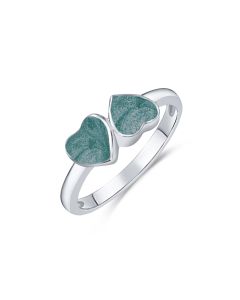 LifeStone™ Ladies Forever Together Hearts Cremation Ashes Ring-Peacock-Sterling Silver