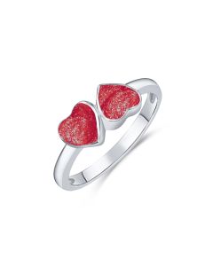 LifeStone™ Ladies Forever Together Hearts Cremation Ashes Ring-Rose-Sterling Silver