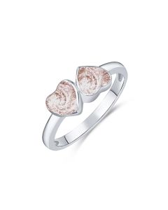 LifeStone™ Ladies Forever Together Hearts Cremation Ashes Ring-Sienna-Sterling Silver