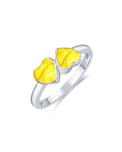 LifeStone™ Ladies Forever Together Hearts Cremation Ashes Ring-Sunflower-Sterling Silver