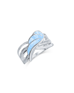 LifeStone™ Ladies Guardian Angel Cremation Ashes Ring-Azure-Sterling Silver