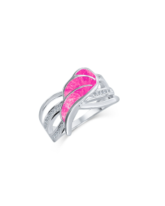 LifeStone™ Ladies Guardian Angel Cremation Ashes Ring-Magenta-Sterling Silver
