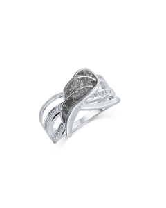 LifeStone™ Ladies Guardian Angel Cremation Ashes Ring-Midnight-Sterling Silver