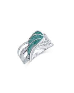 LifeStone™ Ladies Guardian Angel Cremation Ashes Ring-Peacock-Sterling Silver