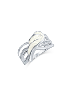 LifeStone™ Ladies Guardian Angel Cremation Ashes Ring-Pearl-Sterling Silver