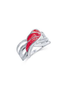 LifeStone™ Ladies Guardian Angel Cremation Ashes Ring-Rose-Sterling Silver