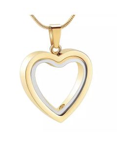 Glass Heart - Gold Stainless Steel Cremation Ashes Memorial pendant