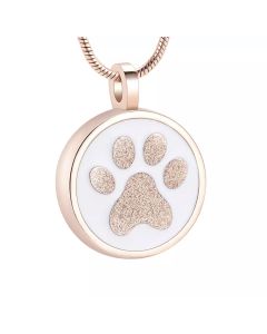 Glitter Paw Circle -Rose Gold Stainless Steel Cremation Ashes Jewellery Memorial Pendant