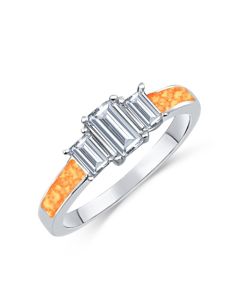 LifeStone™ Ladies Grace Cremation Ashes memorial Ring-Amber-Sterling Silver
