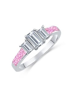 LifeStone™ Ladies Grace Cremation Ashes memorial Ring-Magenta-Sterling Silver