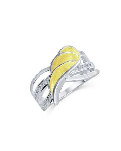 LifeStone™ Ladies Guardian Angel Cremation Ashes Ring-Daffodil-Sterling Silver