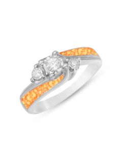 LifeStone™ Ladies Harmony Cremation Ashes Memorial Ring-Amber-Sterling Silver