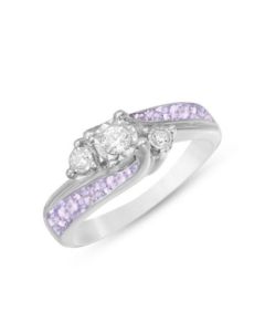 LifeStone™ Ladies Harmony Cremation Ashes Memorial Ring-Lavender-Sterling Silver
