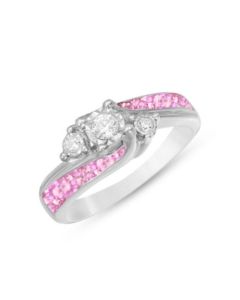 LifeStone™ Ladies Harmony Cremation Ashes Memorial Ring-Magenta-Sterling Silver
