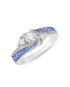 LifeStone™ Ladies Harmony Cremation Ashes Memorial Ring-Sapphire-Sterling Silver