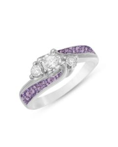 LifeStone™ Ladies Harmony Cremation Ashes Memorial Ring-Violet-Sterling Silver