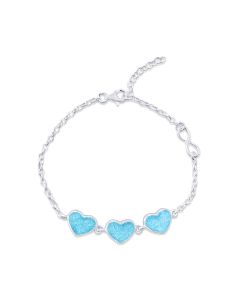 LifeStone™ Ladies Triple Hearts Cremation Ashes Bracelet-Azure