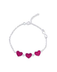 LifeStone™ Ladies Triple Hearts Cremation Ashes Bracelet-Mulberry