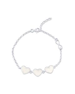 LifeStone™ Ladies Triple Hearts Cremation Ashes Bracelet-Pearl