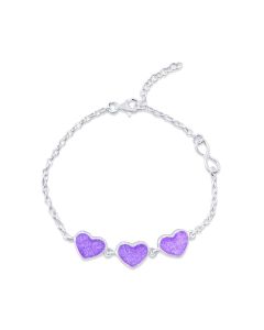 LifeStone™ Ladies Triple Hearts Cremation Ashes Bracelet-Violet
