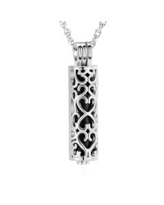 Heart Full of Love Cylinder Onyx - Stainless Steel Cremation Ashes Jewellery Pendant