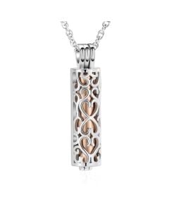 Heart Full of Love Cylinder Rose - Stainless Steel Cremation Ashes Jewellery Pendant