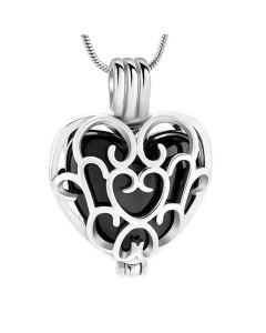 Heart Full of Love Black - Stainless Steel Cremation Ashes Jewellery Pendant