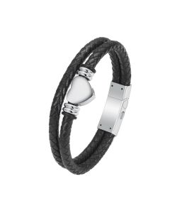 Heart Leather Bracelet - Stainless Steel Cremation Ashes Jewellery