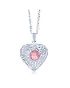 LifeStone™ Ladies Sterling Silver Cremation Ashes Heart Photo Locket-Cupid