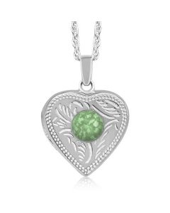 LifeStone™ Ladies Cremation Ashes Heart Photo Locket-Apple-Sterling Silver