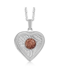 LifeStone™ Ladies Cremation Ashes Heart Photo Locket-Copper-Sterling Silver