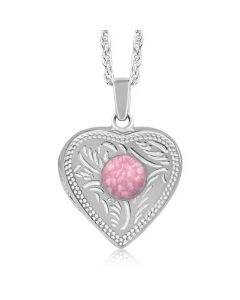 LifeStone™ Ladies Cremation Ashes Heart Photo Locket-Cupid-Sterling Silver