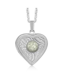 LifeStone™ Ladies Cremation Ashes Heart Photo Locket-Natural-Sterling Silver