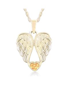 LifeStone™ Heart Wings Cremation Ashes Pendant-Amber-9ct Yellow Gold