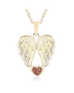 LifeStone™ Heart Wings Cremation Ashes Pendant-Copper-9ct Yellow Gold