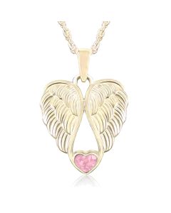 LifeStone™ Heart Wings Cremation Ashes Pendant-Cupid-9ct Yellow Gold
