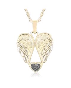 LifeStone™ Heart Wings Cremation Ashes Pendant-Midnight-9ct Yellow Gold