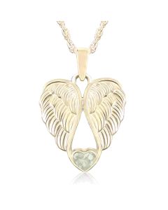 LifeStone™ Heart Wings Cremation Ashes Pendant-Natural-9ct Yellow Gold