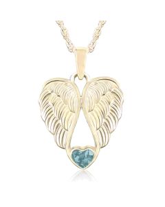 LifeStone™ Heart Wings Cremation Ashes Pendant-Peacock-9ct Yellow Gold