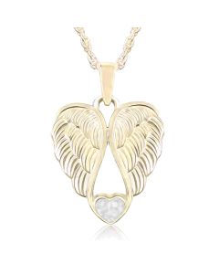 LifeStone™ Heart Wings Cremation Ashes Pendant-Pearl-9ct Yellow Gold