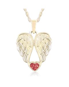 LifeStone™ Heart Wings Cremation Ashes Pendant-Rose-9ct Yellow Gold