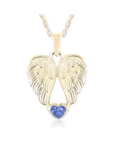 LifeStone™ Heart Wings Cremation Ashes Pendant-Sapphire-9ct Yellow Gold