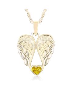 LifeStone™ Heart Wings Cremation Ashes Pendant-Sunflower-9ct Yellow Gold
