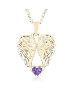 LifeStone™ Heart Wings Cremation Ashes Pendant-Violet-9ct Yellow Gold