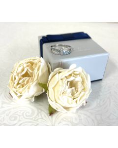 LifeStone™ Ladies Bow Ribbon Cremation Ashes Memorial Ring-Azure-Sterling Silver