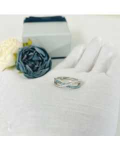 LifeStone™ Ladies Eternal Kiss Cremation Ashes Ring-Azure-Sterling Silver