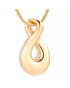 Classic Infinity Yellow Gold - Stainless Steel Ashes Jewellery Memorial Urn Pendant