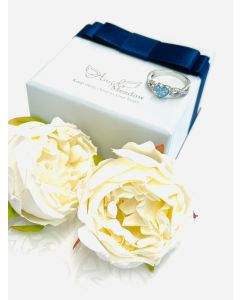 LifeStone™ Ladies Infinite Hearts Cremation Ashes Ring-Azure-Sterling Silver