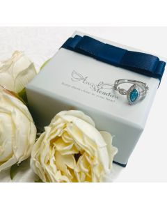 LifeStone™ Ladies Marquise Cremation Ashes Ring-Peacock-Sterling Silver